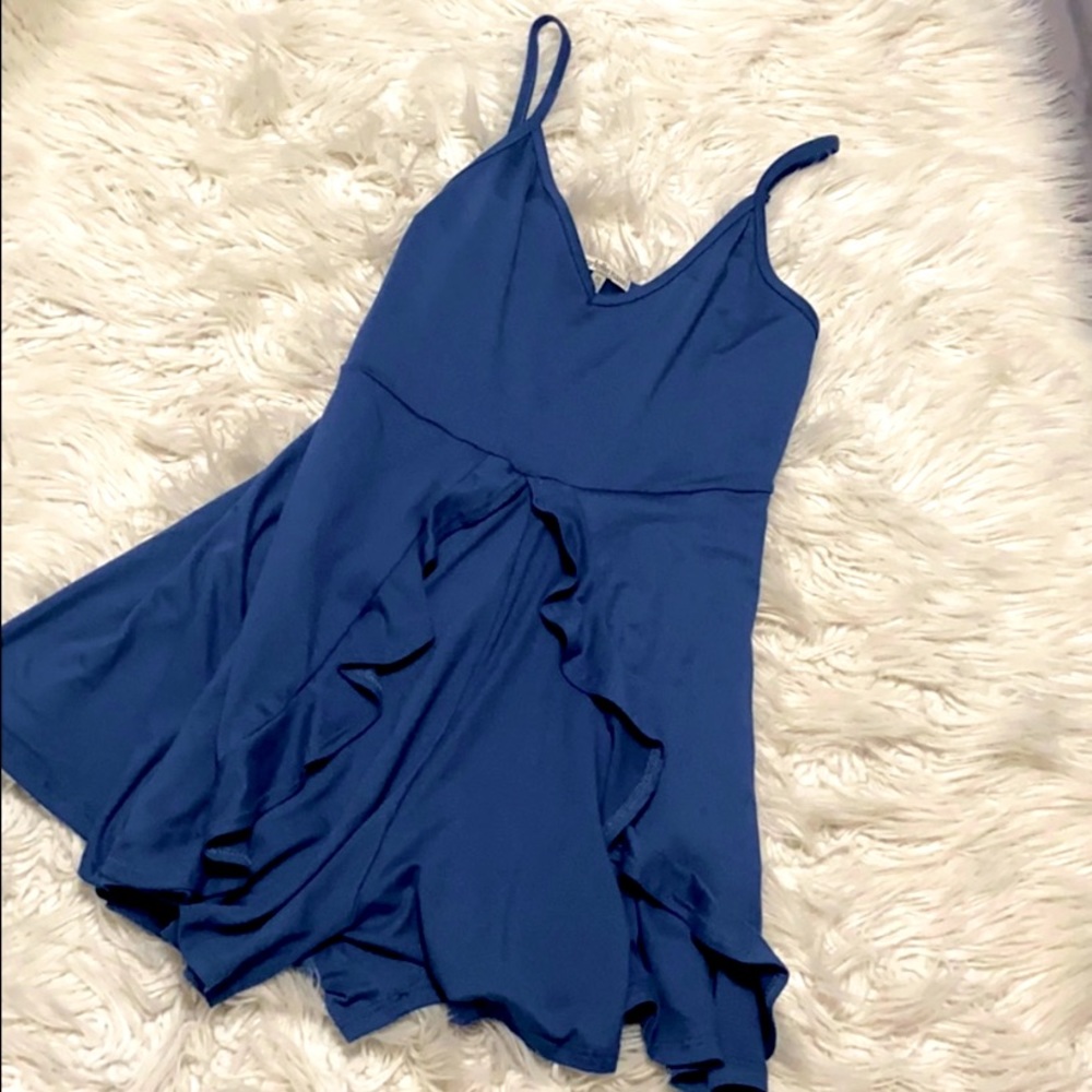 Ruffled blue romper